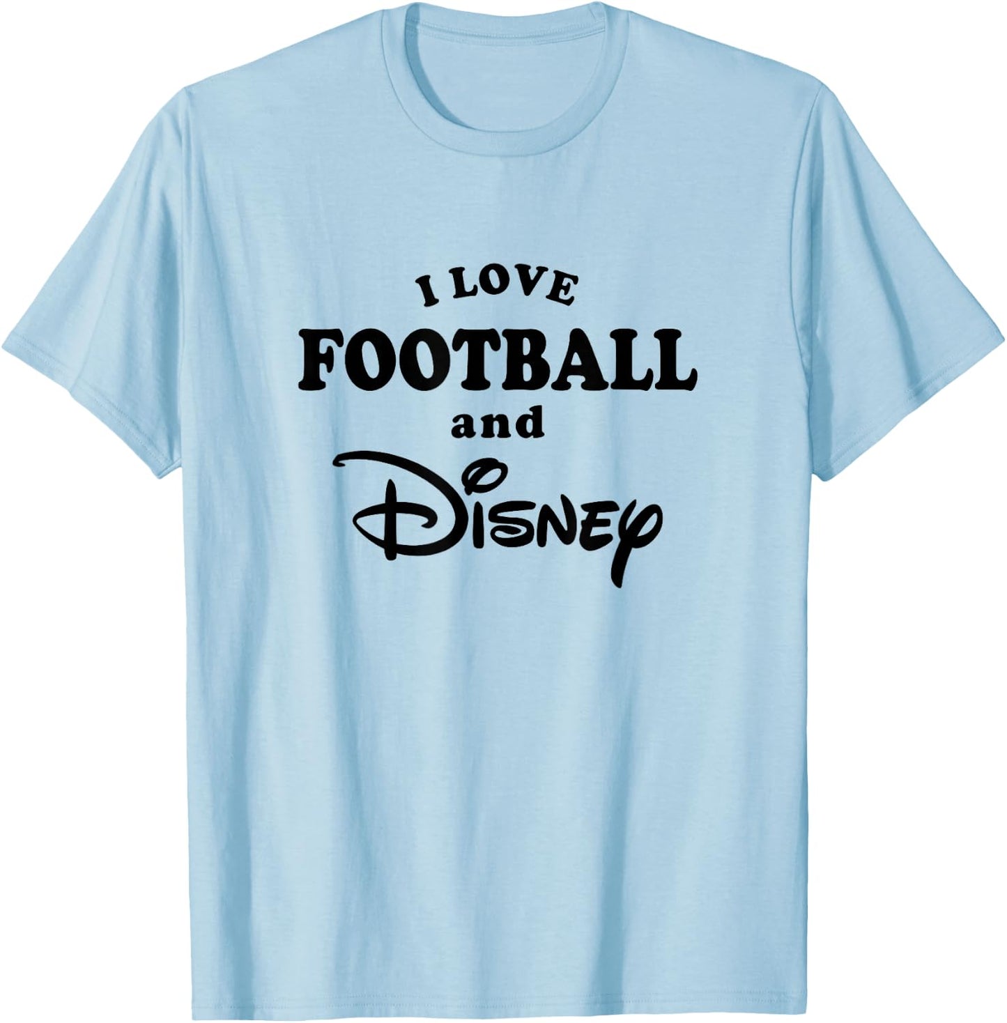Disney I Love Football And Disney Bold Text Big Chest Logo T-Shirt - T-Shirt | Light Blue