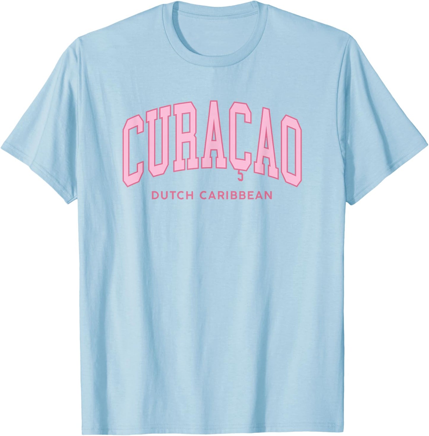 Curacao Caribbean Pink Preppy Throwback Souvenir T-Shirt - T-Shirt | Light Blue