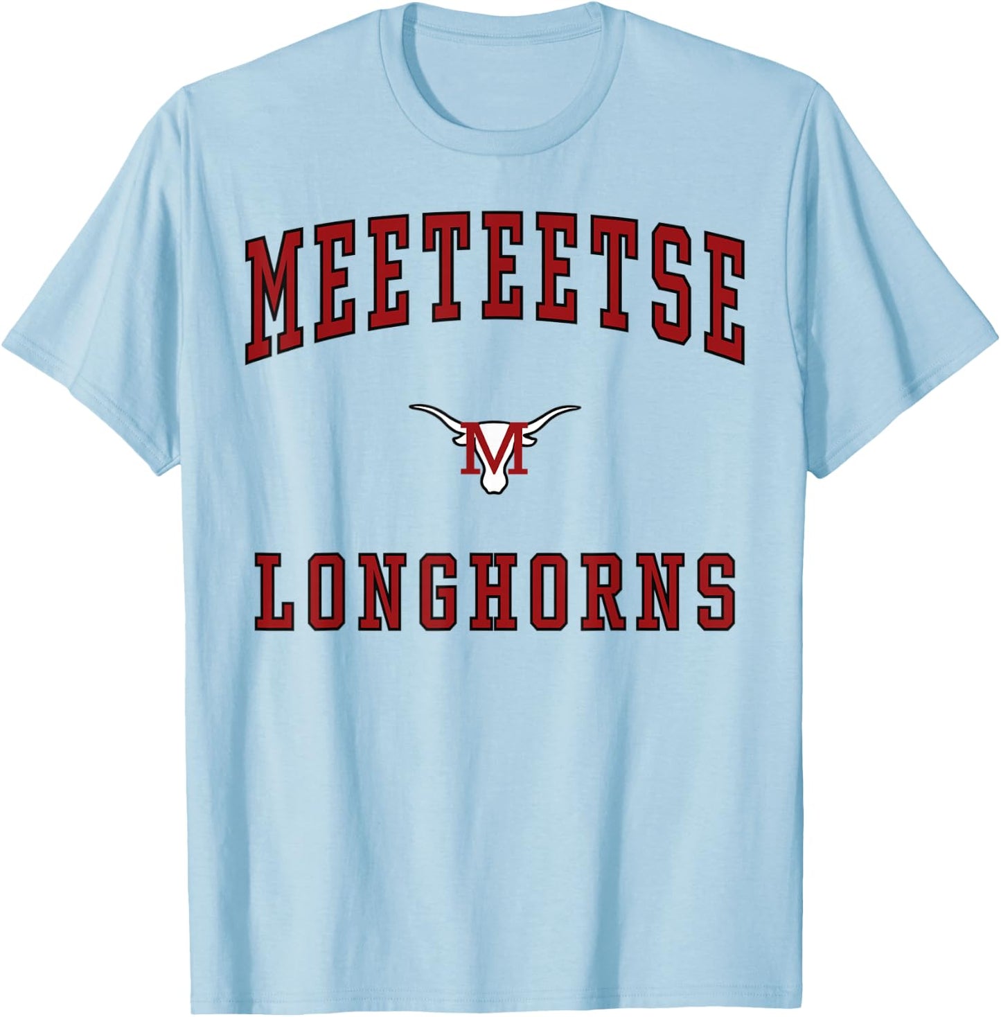 Meeteetse High School Longhorns T-Shirt - T-Shirt | Light Blue
