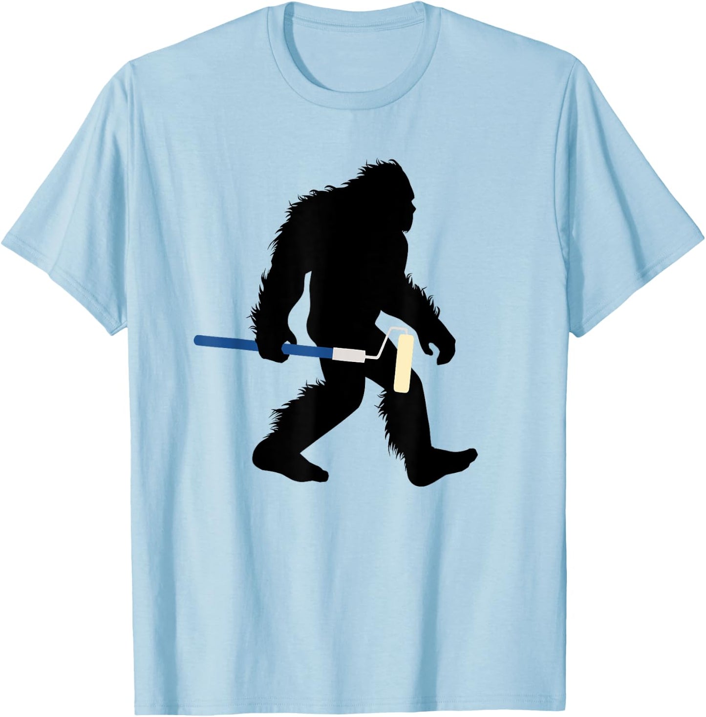 Bigfoot With Paint Roller Sasquatch Home Painter T-Shirt - T-Shirt | Light Blue
