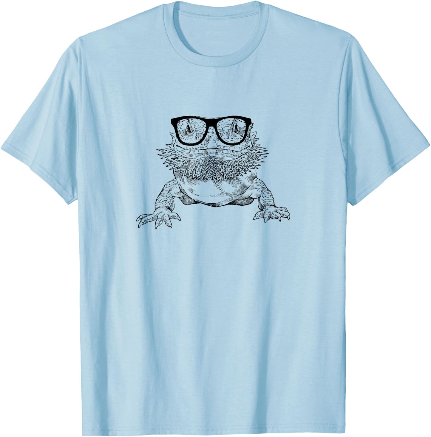 The Pawster Bearded Dragon Nerdy Glasses Animal T-Shirt - T-Shirt | Light Blue