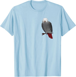 Timneh African Grey Parrot Perching on a Branch T-Shirt - T-Shirt | Light Blue