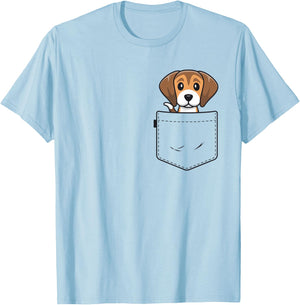 Beagle Dog In Pocket Shirts Men Women Beagle Lover Gift T-Shirt - T-Shirt | Light Blue