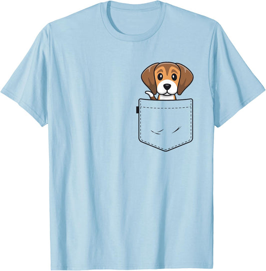 Beagle Dog In Pocket Shirts Men Women Beagle Lover Gift T-Shirt - T-Shirt | Light Blue