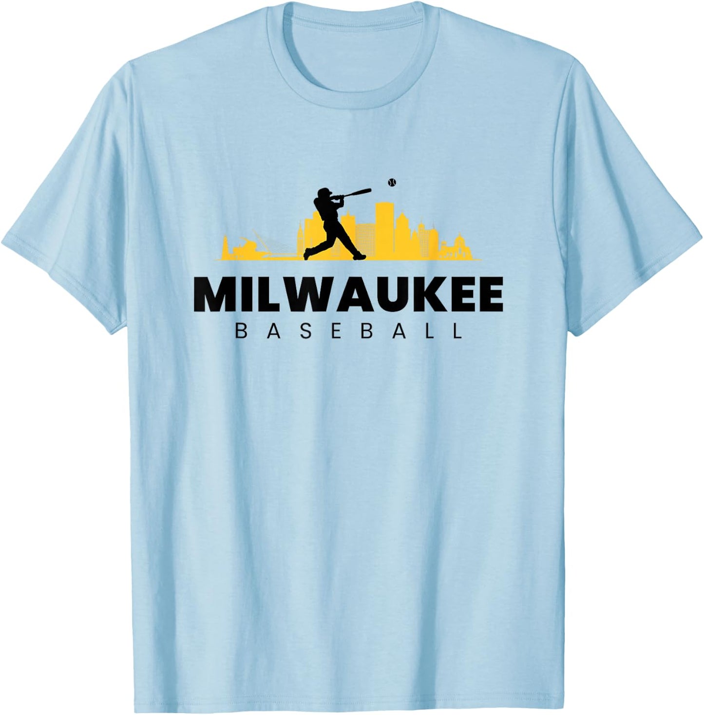 Milwaukee Baseball Vintage Minimalist Retro Baseball Lover T-Shirt - T-Shirt | Light Blue