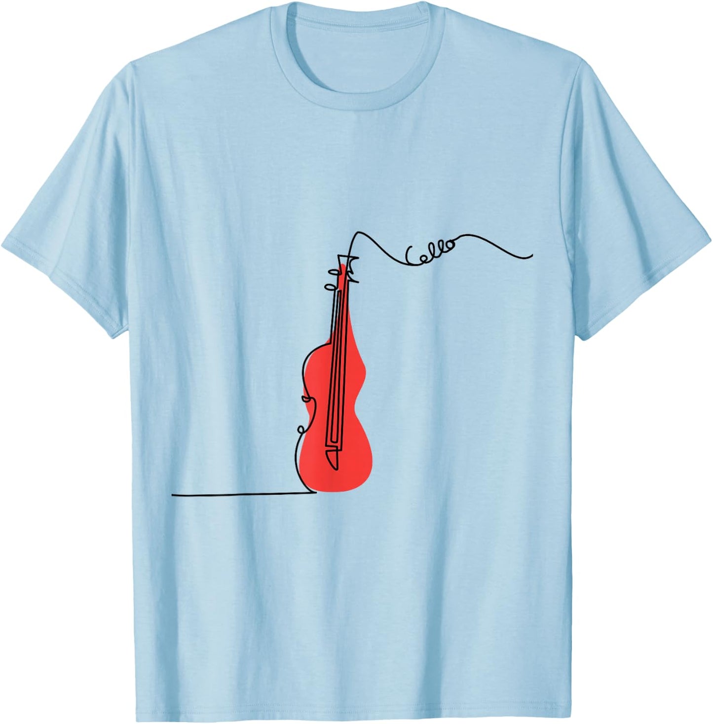Cellist Music Orchestra Design One-Line Cello Small T-Shirt - T-Shirt | Light Blue