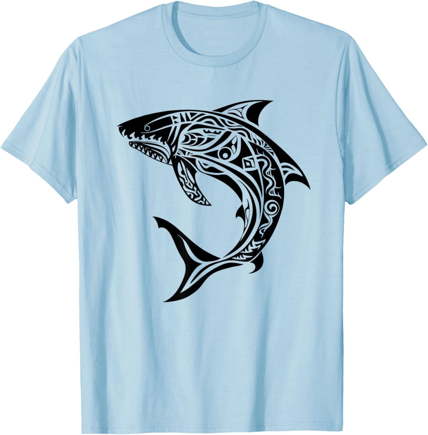 Tribal Shark Shirt - Maori Shirt - Hawaiian Tribal T-Shirt - T-Shirt | Light Blue