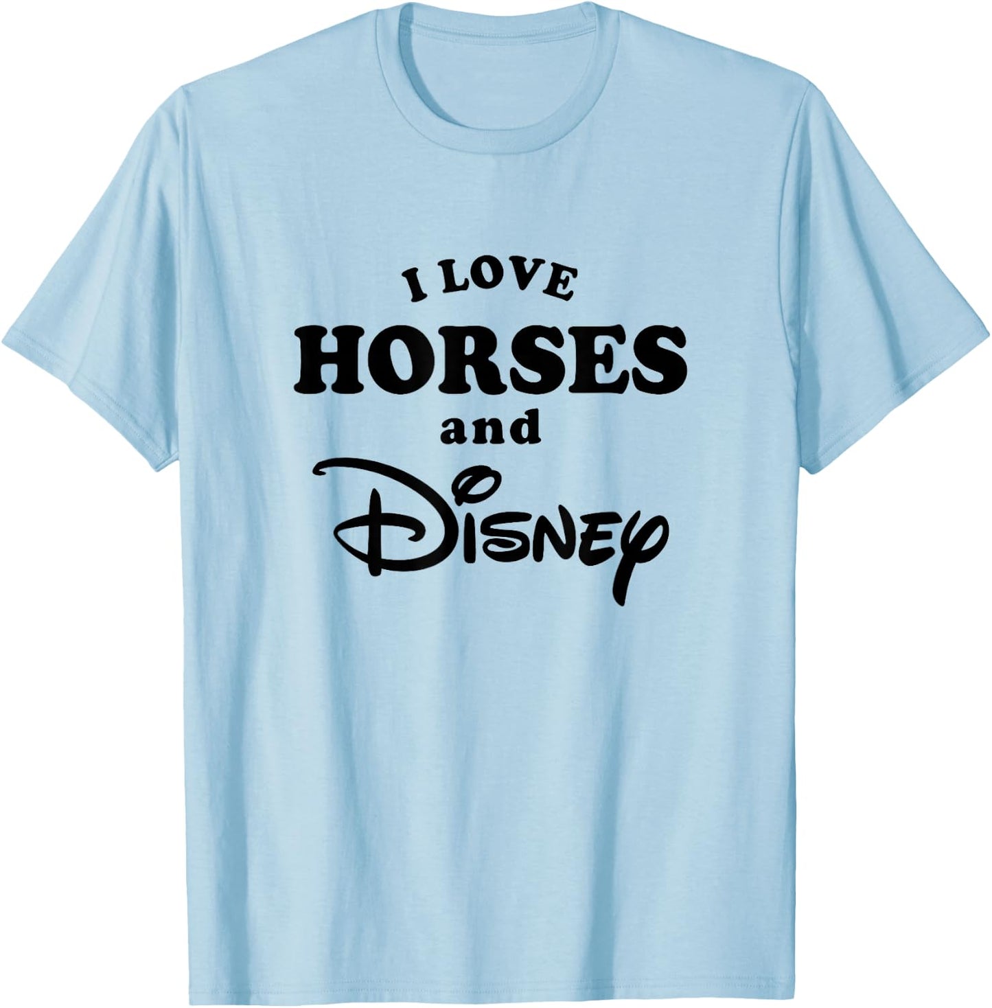 Disney I Love Horses And Disney Bold Text Big Chest Logo T-Shirt - T-Shirt | Light Blue