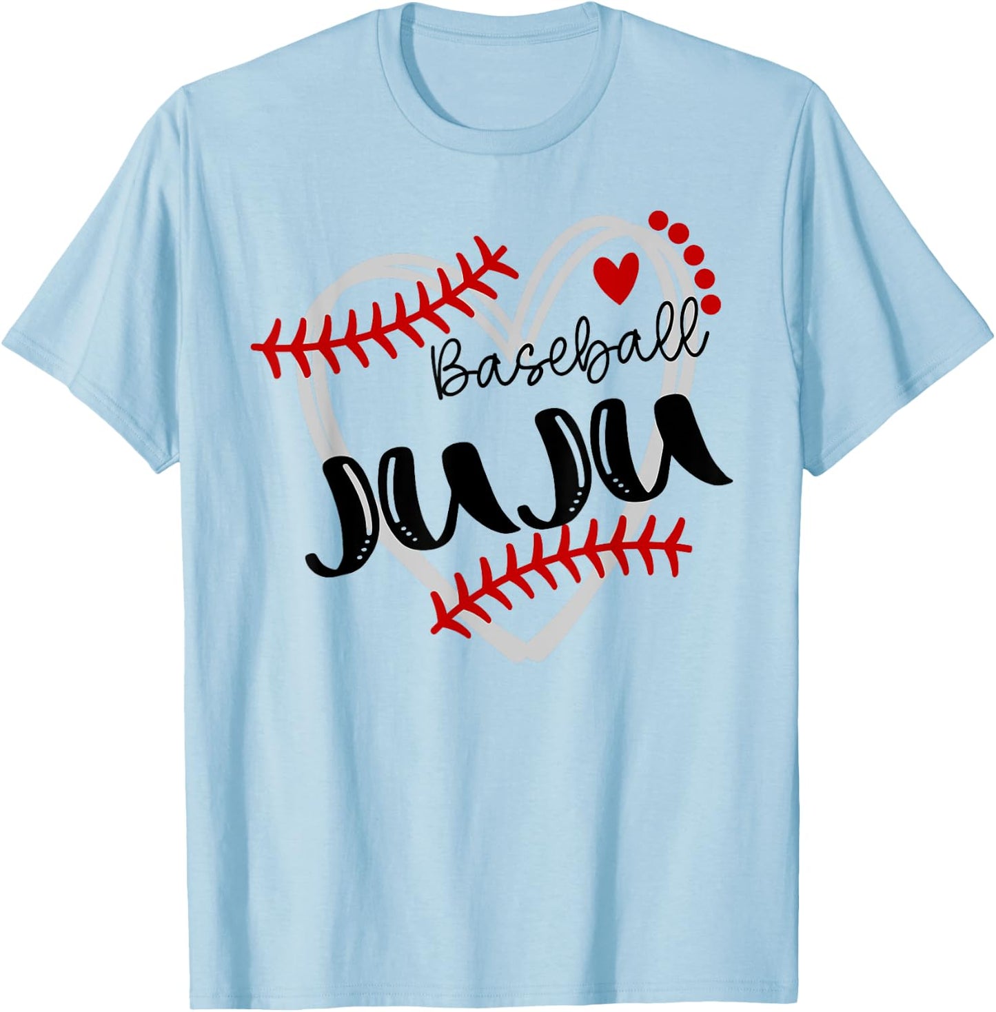 Personalized Baseball Heart Cute Juju Men Women T-Shirt - T-Shirt | Light Blue