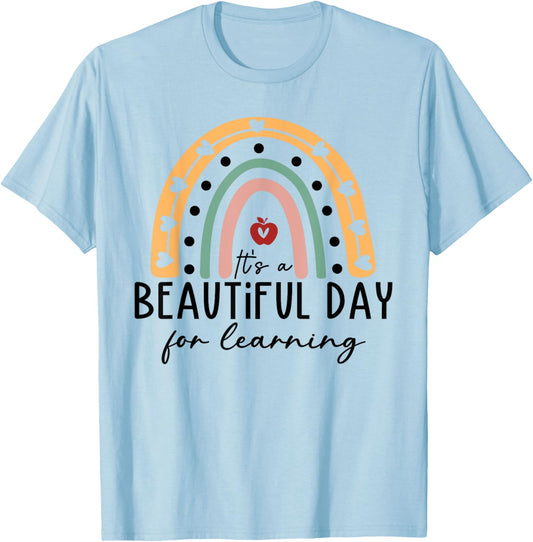 It's Beautiful-Day For Learning Retro Teacher Students Women T-Shirt - T-Shirt | Light Blue