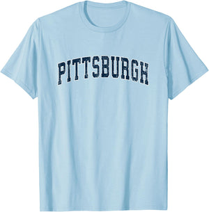 Pittsburgh Pennsylvania PA Vintage Sports Design Navy Design T-Shirt - T-Shirt | Light Blue
