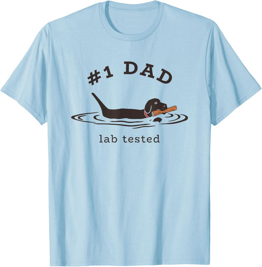 #1 Dad Lab Tested Pun - Labrador Retriever Dog Owner T-Shirt - T-Shirt | Light Blue
