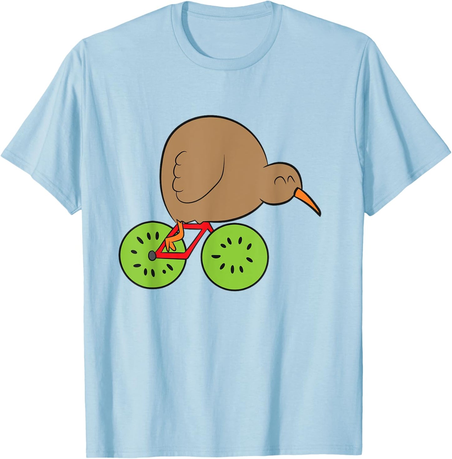 Funny Kiwi Fruit And Kiwi Bird New Zealand Cycling Kiwi Bird T-Shirt - T-Shirt | Light Blue