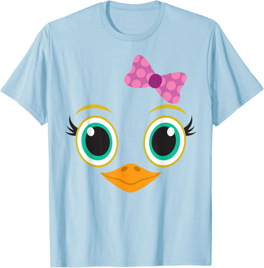 Funny Halloween Costume for Girls w/ Bow - Cute Chick Face T-Shirt - T-Shirt | Light Blue
