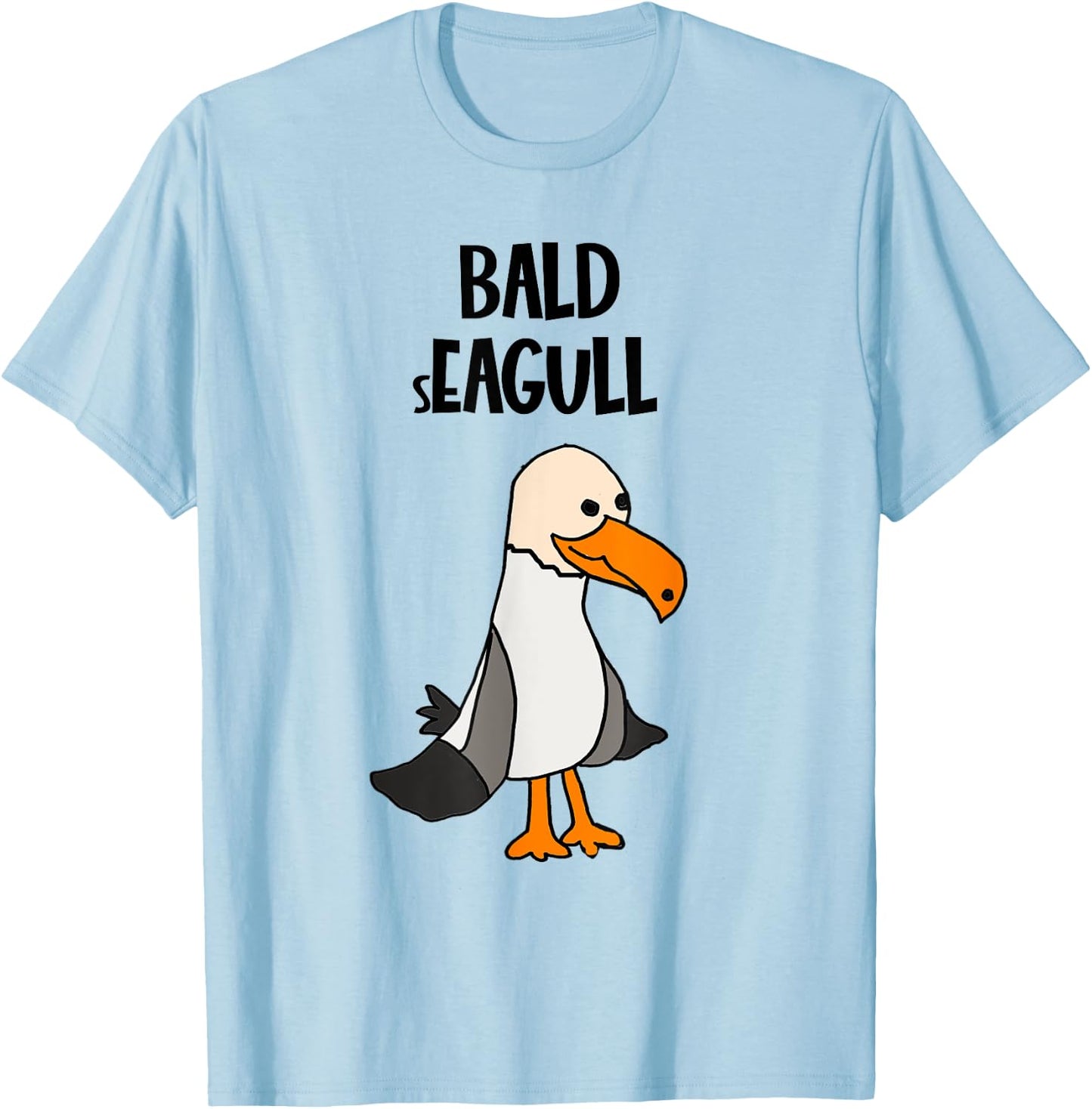 Smileteesfunny Funny Bald Seagull Bald Eagle Beach Pun T-Shirt - T-Shirt | Light Blue
