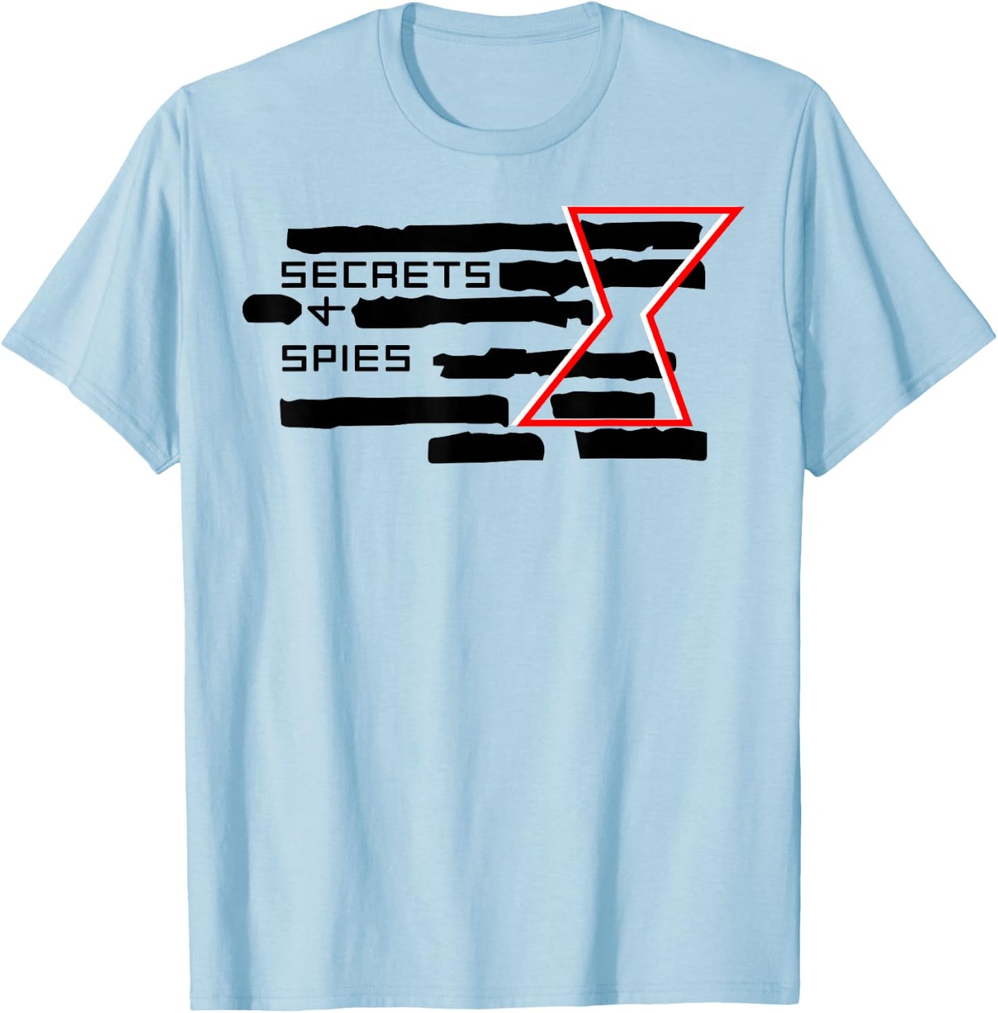 Marvel Black Widow Secrets And Spies Crossed Out Logo T-Shirt - T-Shirt | Light Blue