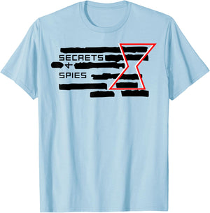 Marvel Black Widow Secrets And Spies Crossed Out Logo T-Shirt - T-Shirt | Light Blue