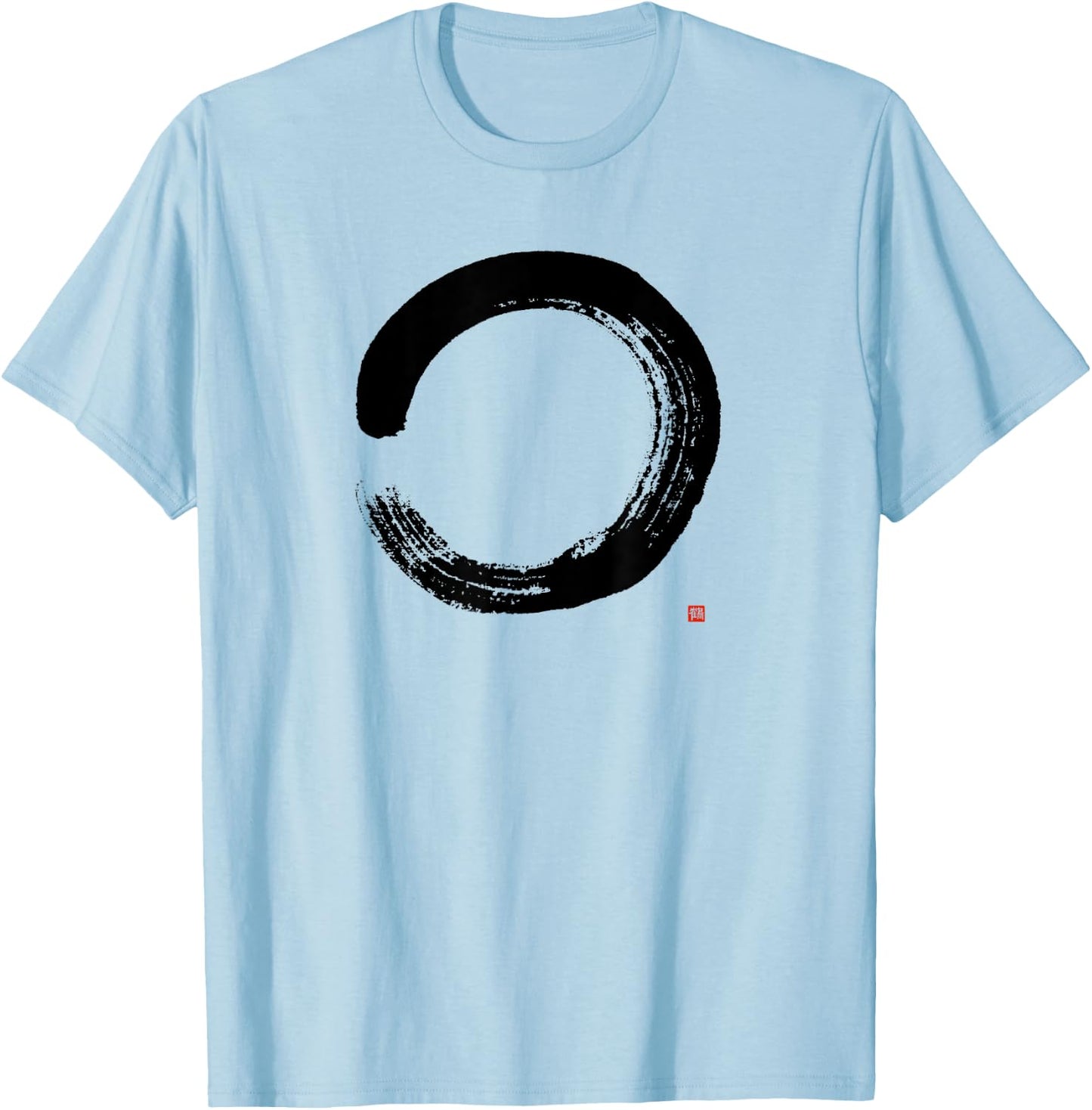 Zen Enso Circle Hand-brushed Japanese Zen Enso Calligraphy T-Shirt - T-Shirt | Light Blue