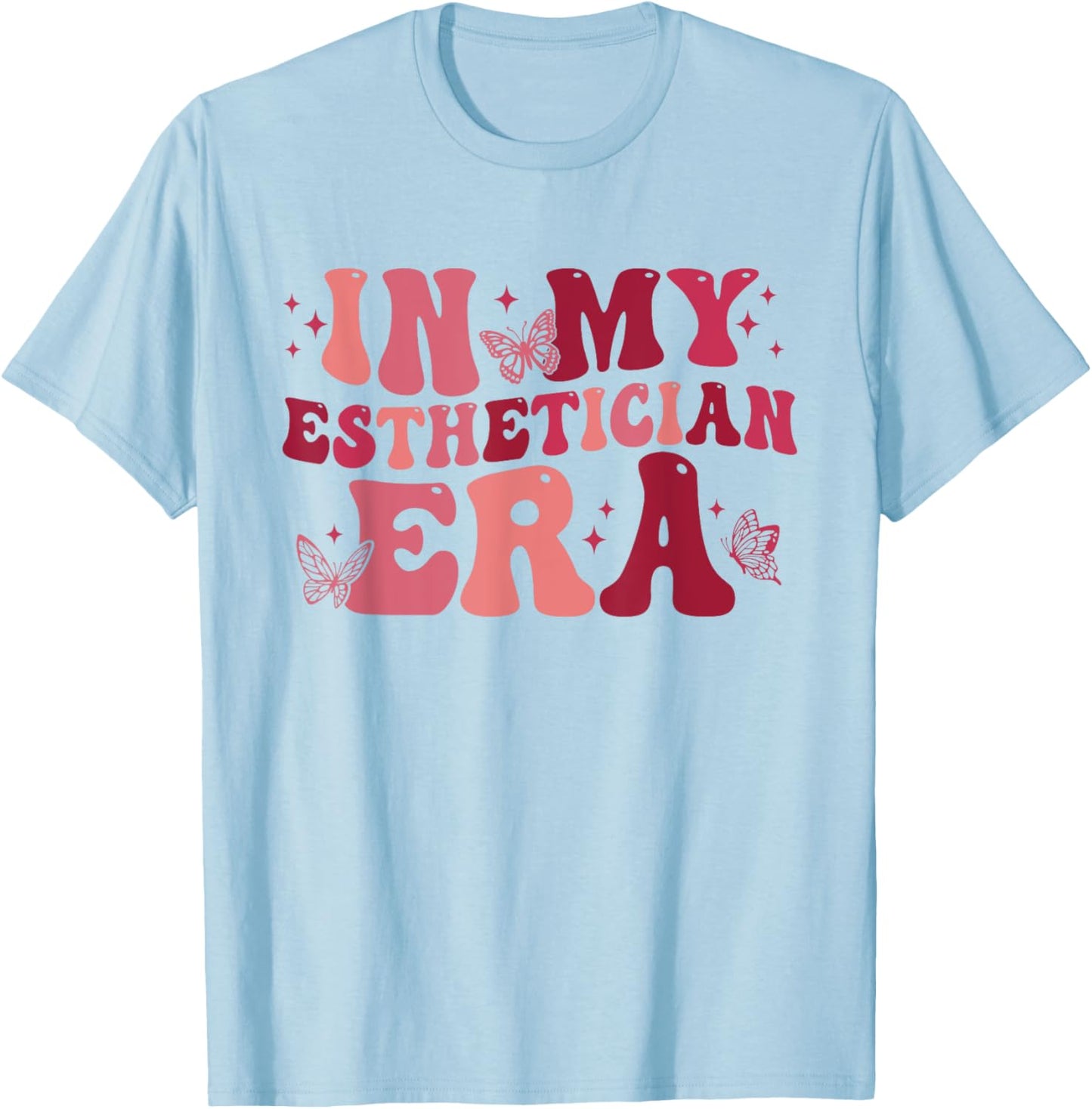 In My Esthetician Era Retro Groovy Beautician Makeup Artist T-Shirt - T-Shirt | Light Blue