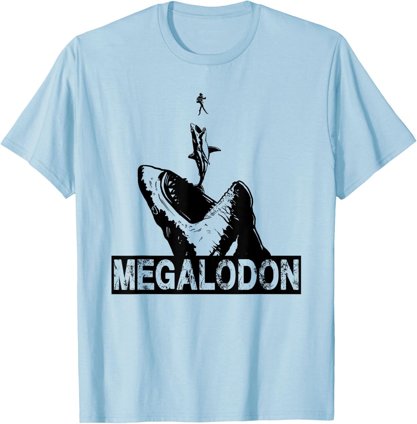 Megalodon Great White Shark Giant Shark Lover Diver T-Shirt - T-Shirt | Light Blue