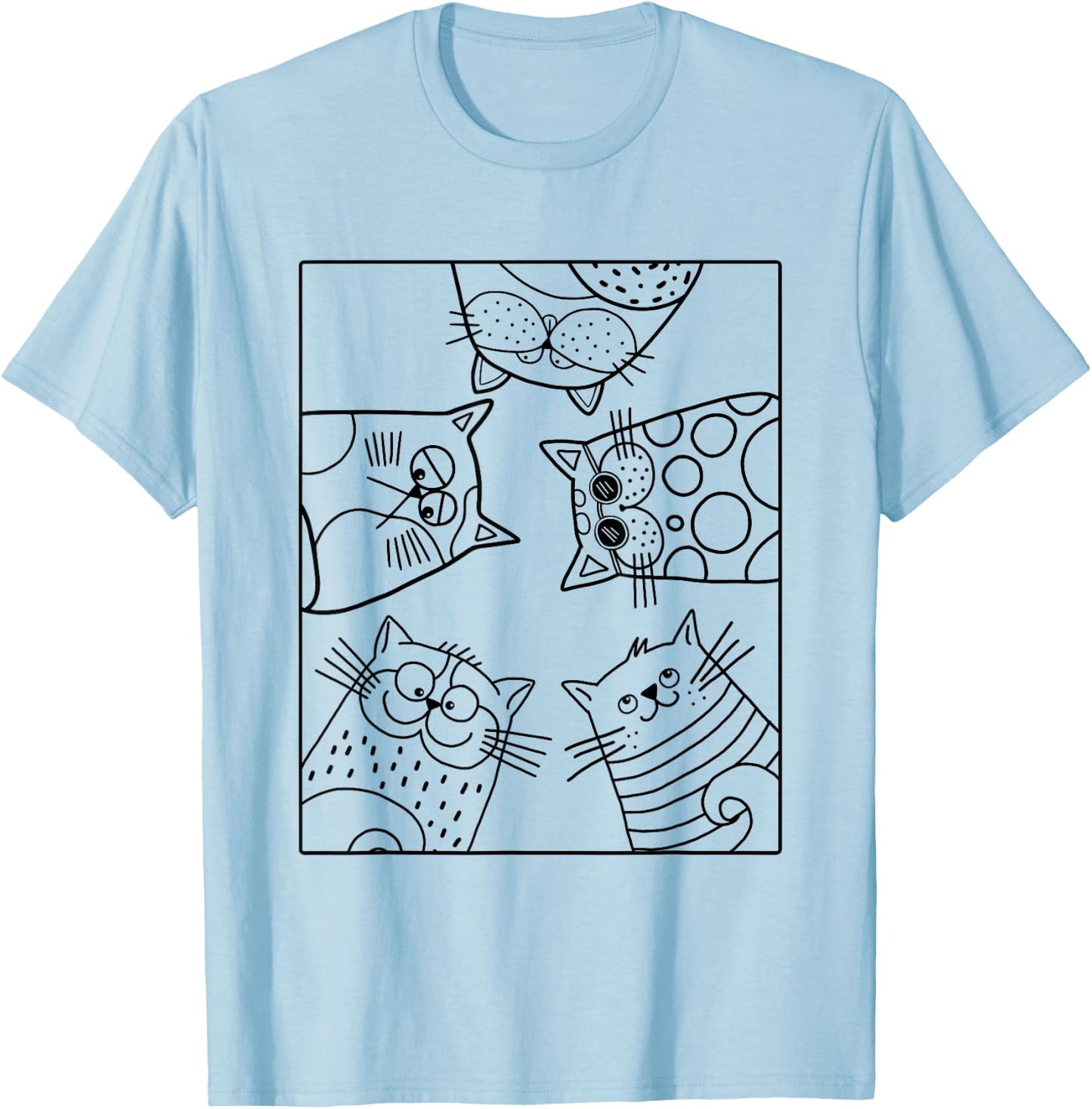 Coloring shirt for kids. Funny cats DIY to paint on T-Shirt - T-Shirt | Light Blue
