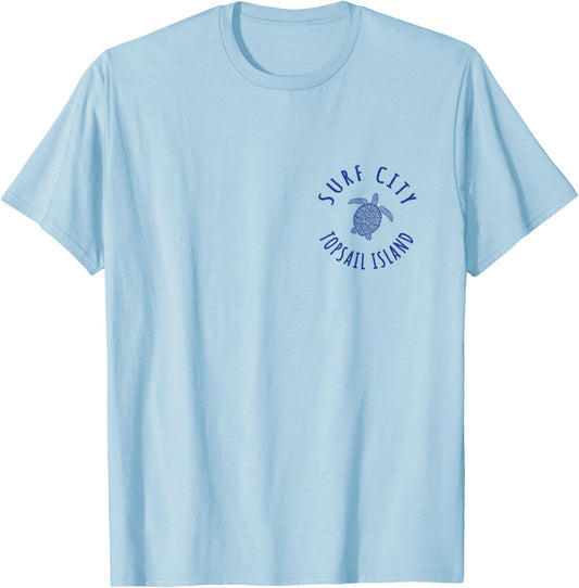JCombs: Surf City, Topsail Island, NC, Sea Turtle (2-Sided) T-Shirt - T-Shirt | Light Blue