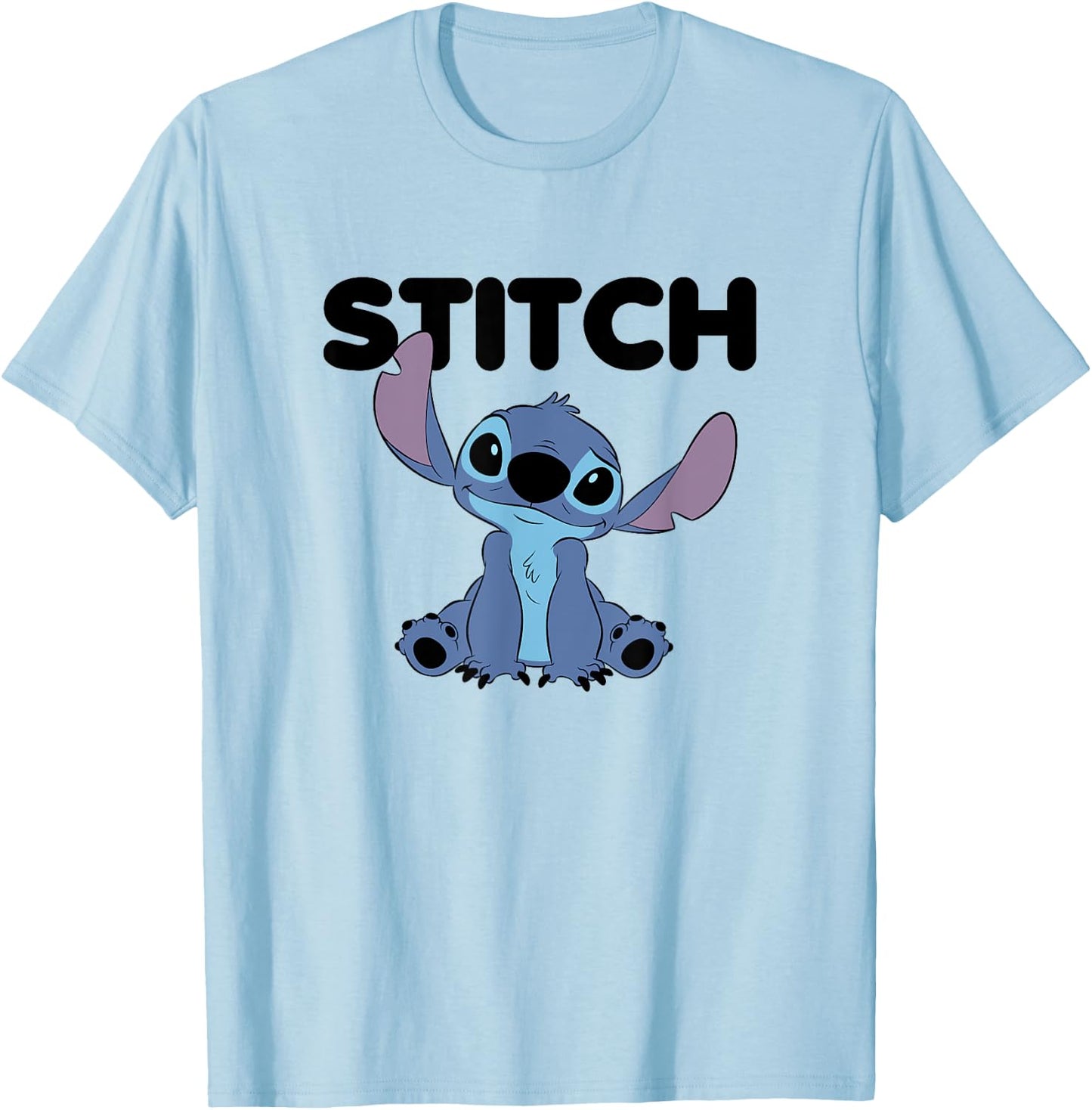 Disney Lilo & Stitch Cute Happy Stitch Big Chest Portrait T-Shirt - T-Shirt | Light Blue
