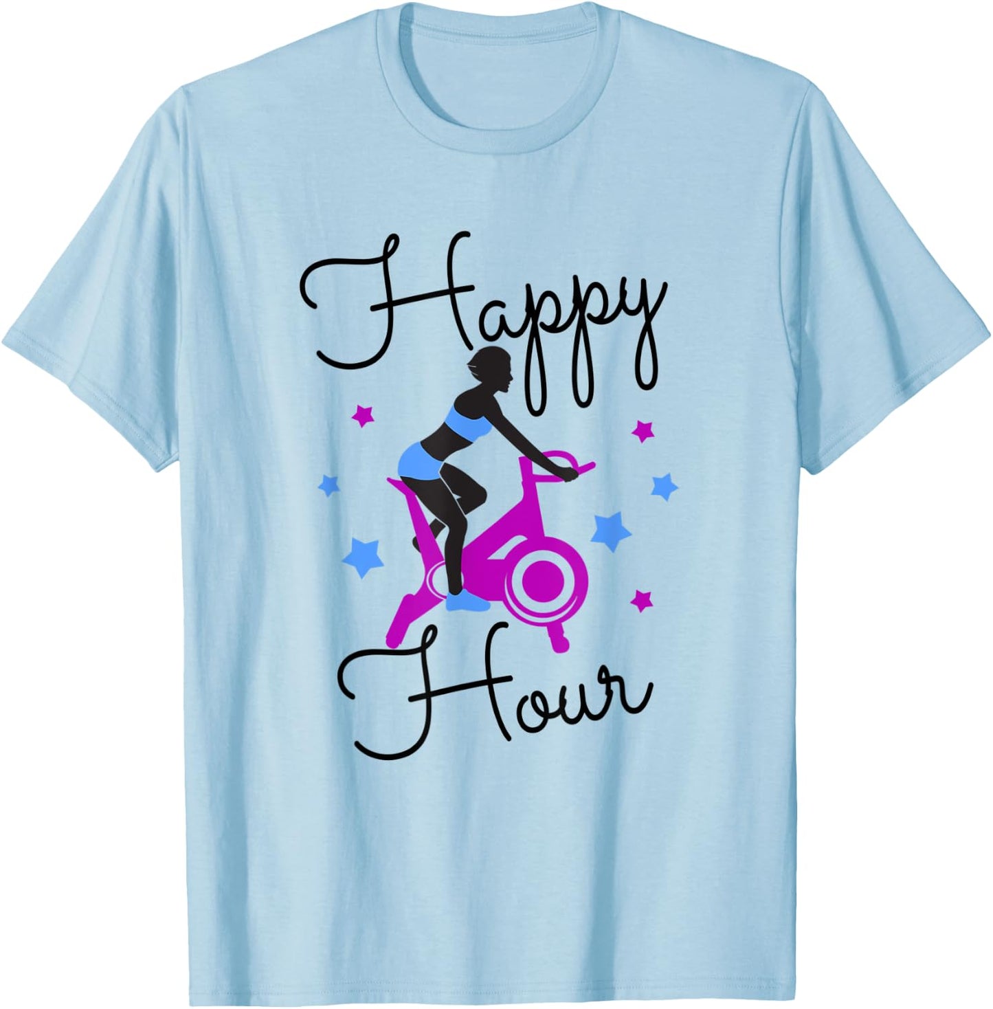 Funny Spin Class Happy Hour Indoor Cycling Spinning T-Shirt - T-Shirt | Light Blue