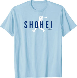 Shohei Ohtani - Silhouette Swing - Los Angeles Baseball T-Shirt - T-Shirt | Light Blue