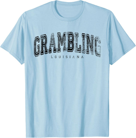 Grambling Louisiana Vintage Retro US City State Travel T-Shirt - T-Shirt | Light Blue