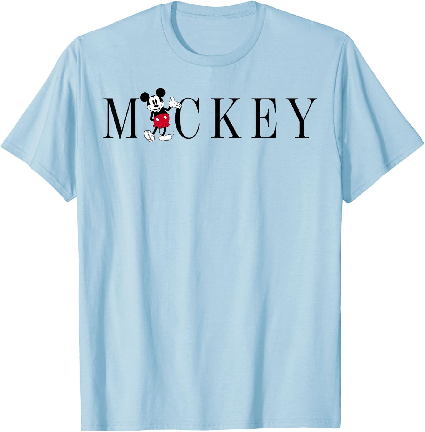 Disney Mickey and Friends Mickey Mouse Simple Text T-Shirt - T-Shirt | Light Blue