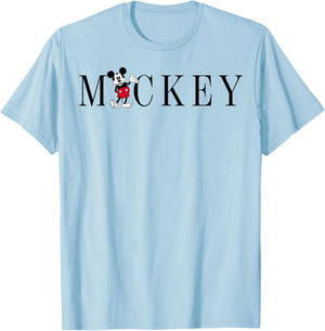 Disney Mickey and Friends Mickey Mouse Simple Text T-Shirt - T-Shirt | Light Blue