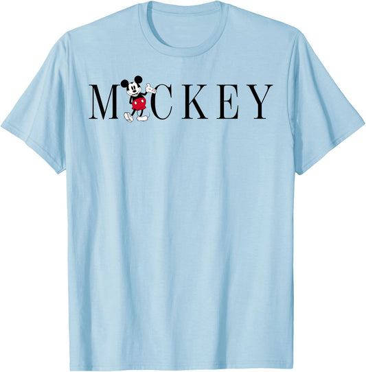 Disney Mickey and Friends Mickey Mouse Simple Text T-Shirt - T-Shirt | Light Blue