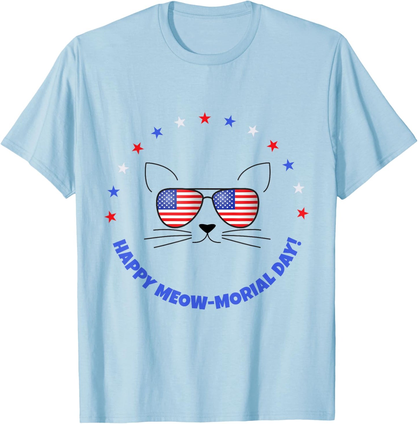 Funny Memorial Day Cat MEOWMorial Day T-Shirt - T-Shirt | Light Blue