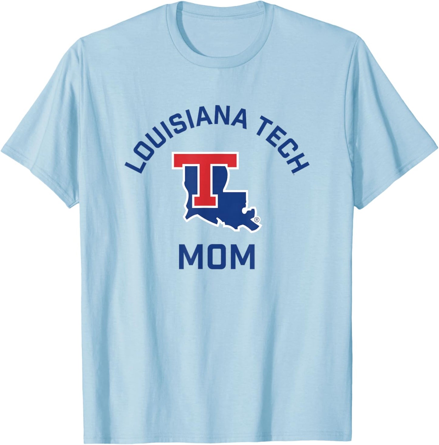 Louisiana Tech Bulldogs Arched Mom T-Shirt - T-Shirt | Light Blue