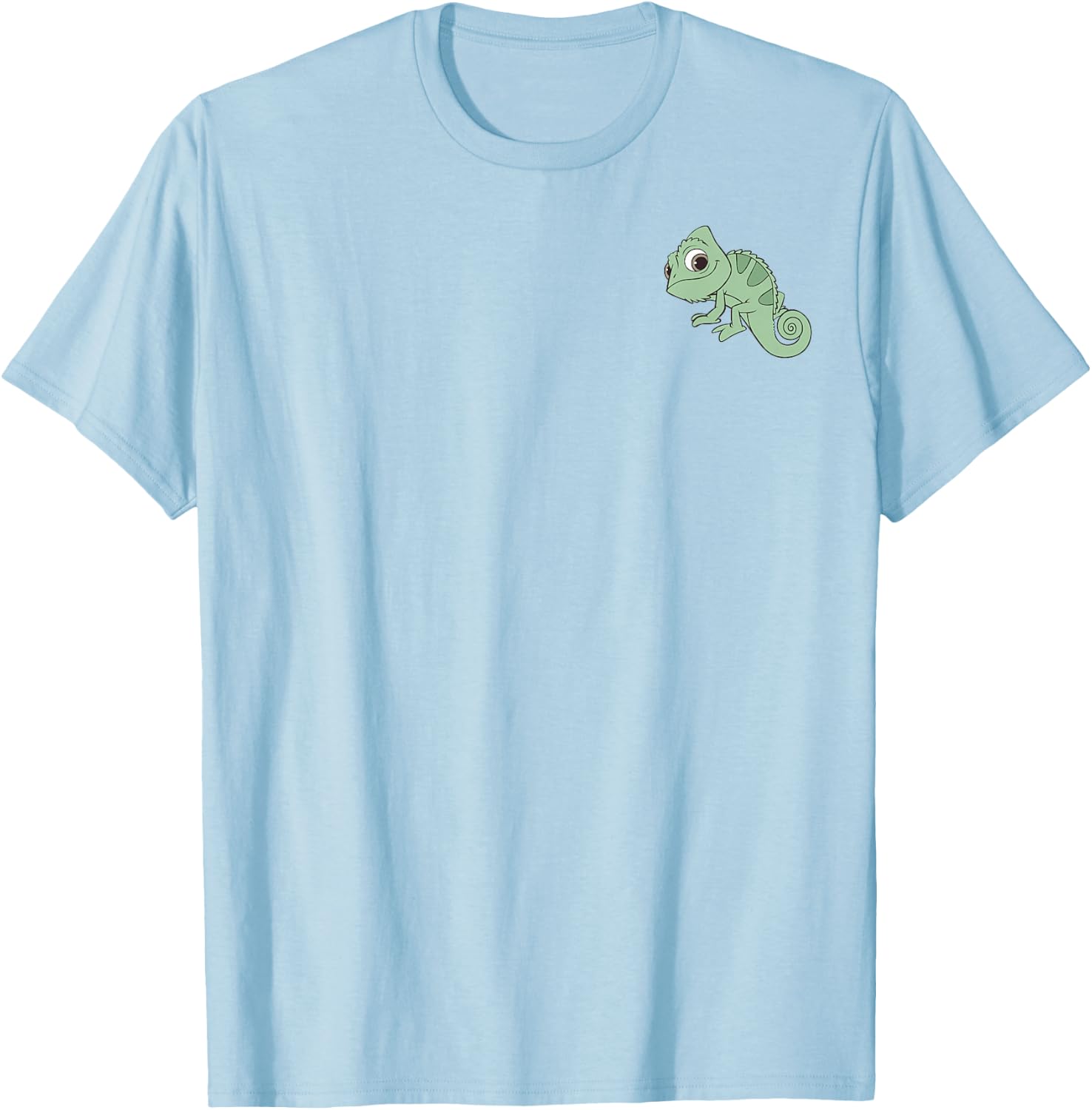 Disney Tangled Pascal Cute Pose Left Chest Pocket Logo T-Shirt - T-Shirt | Light Blue