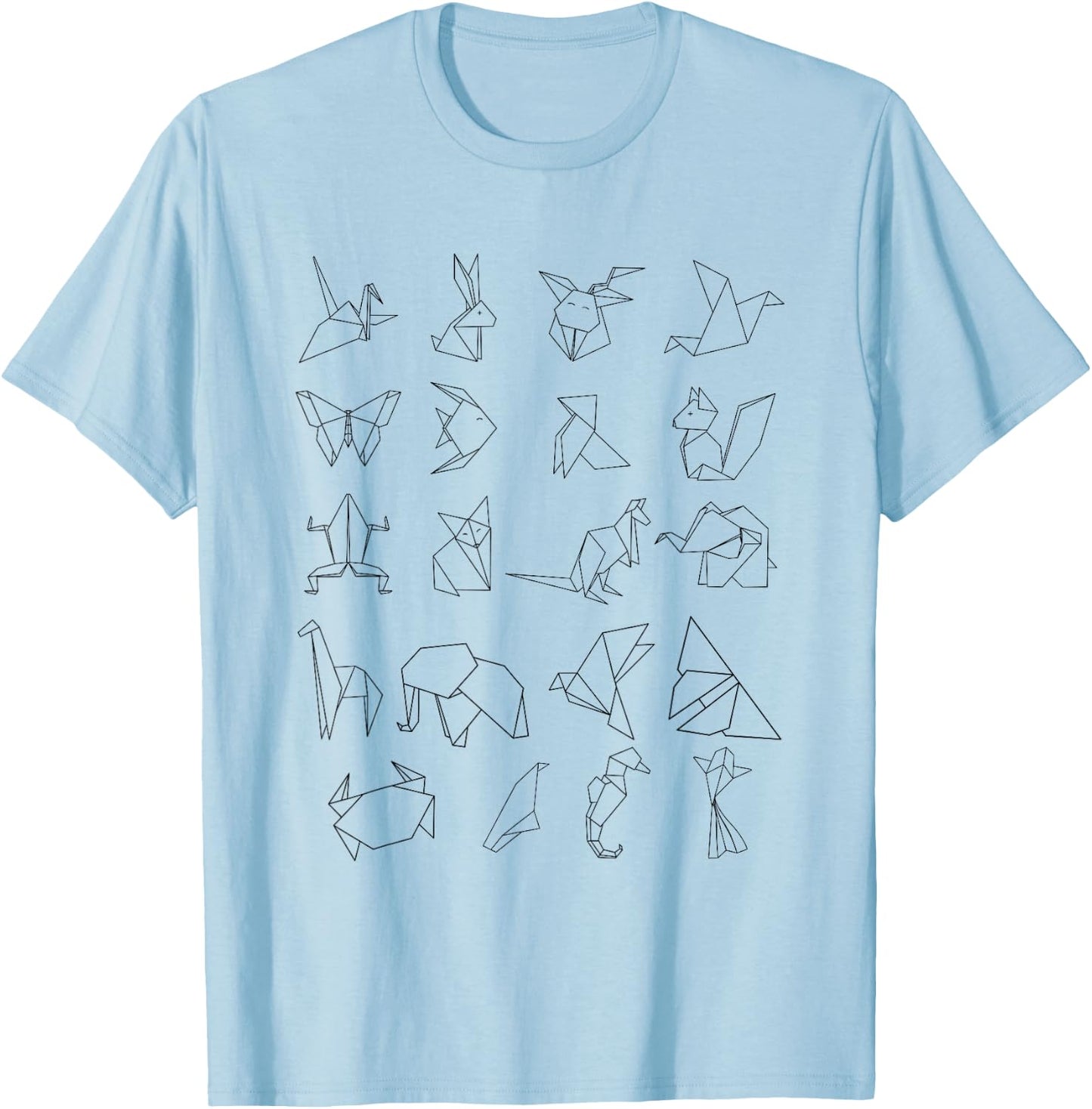 Origami Animal Set Japanese Otaku Japan Paper Minimalist Art T-Shirt - T-Shirt | Light Blue