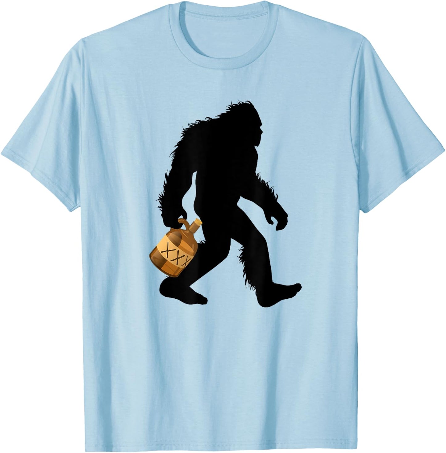 Bigfoot With Moonshine Jug Sasquatch Moonshiner T-Shirt - T-Shirt | Light Blue