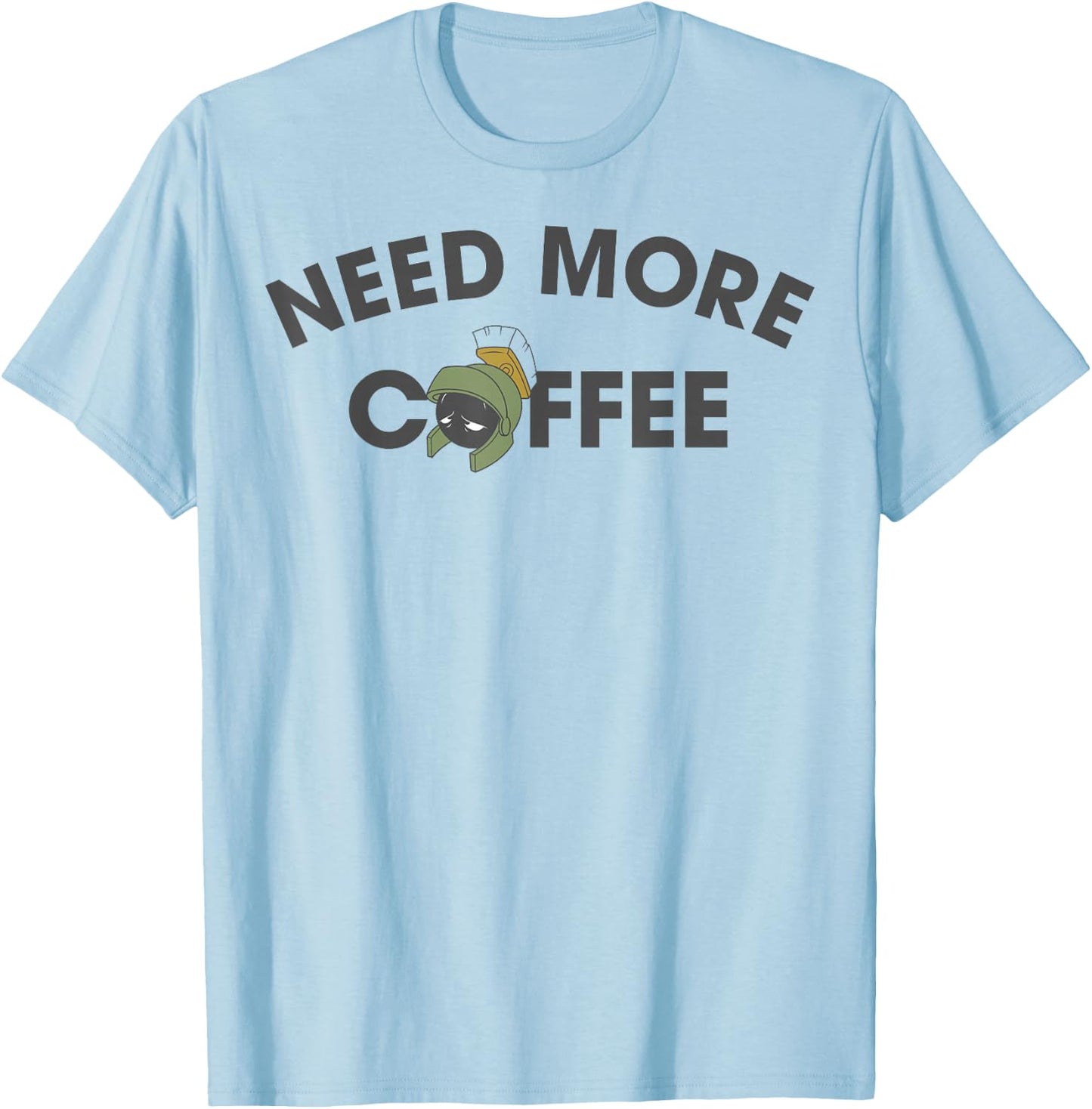 Looney Tunes Marvin The Martian Need More Coffee T-Shirt - T-Shirt | Light Blue