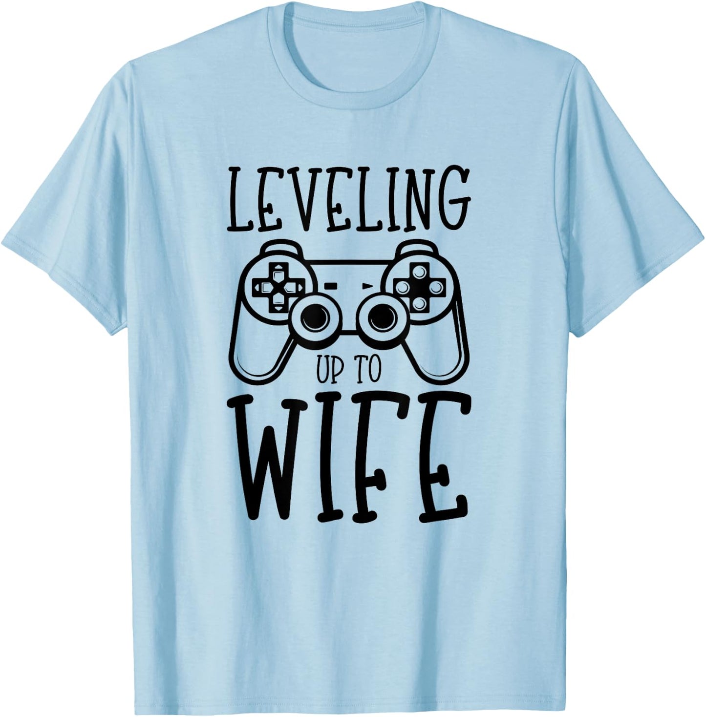 Video Game Engagement Leveling Up to Wife Funny Bride Gamer T-Shirt - T-Shirt | Light Blue