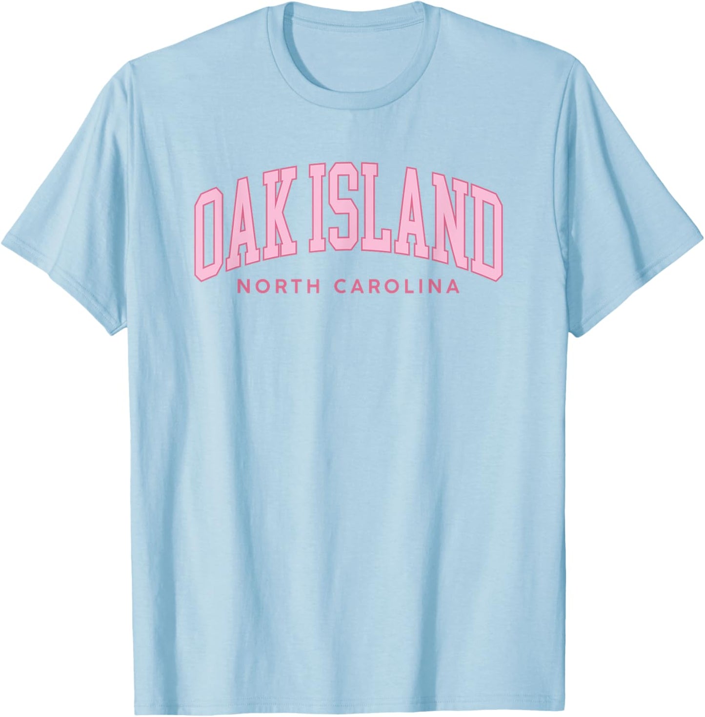 Oak Island North Carolina Retro Preppy Throwback Pink Girls T-Shirt - T-Shirt | Light Blue