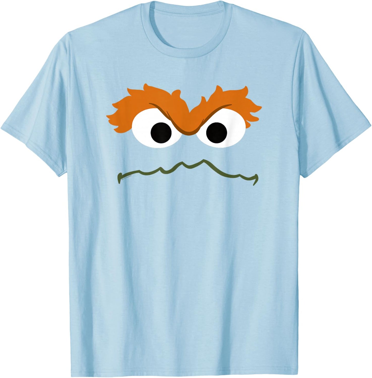 Sesame Street Oscar The Grouch Face Halloween Costume T-Shirt - T-Shirt | Light Blue