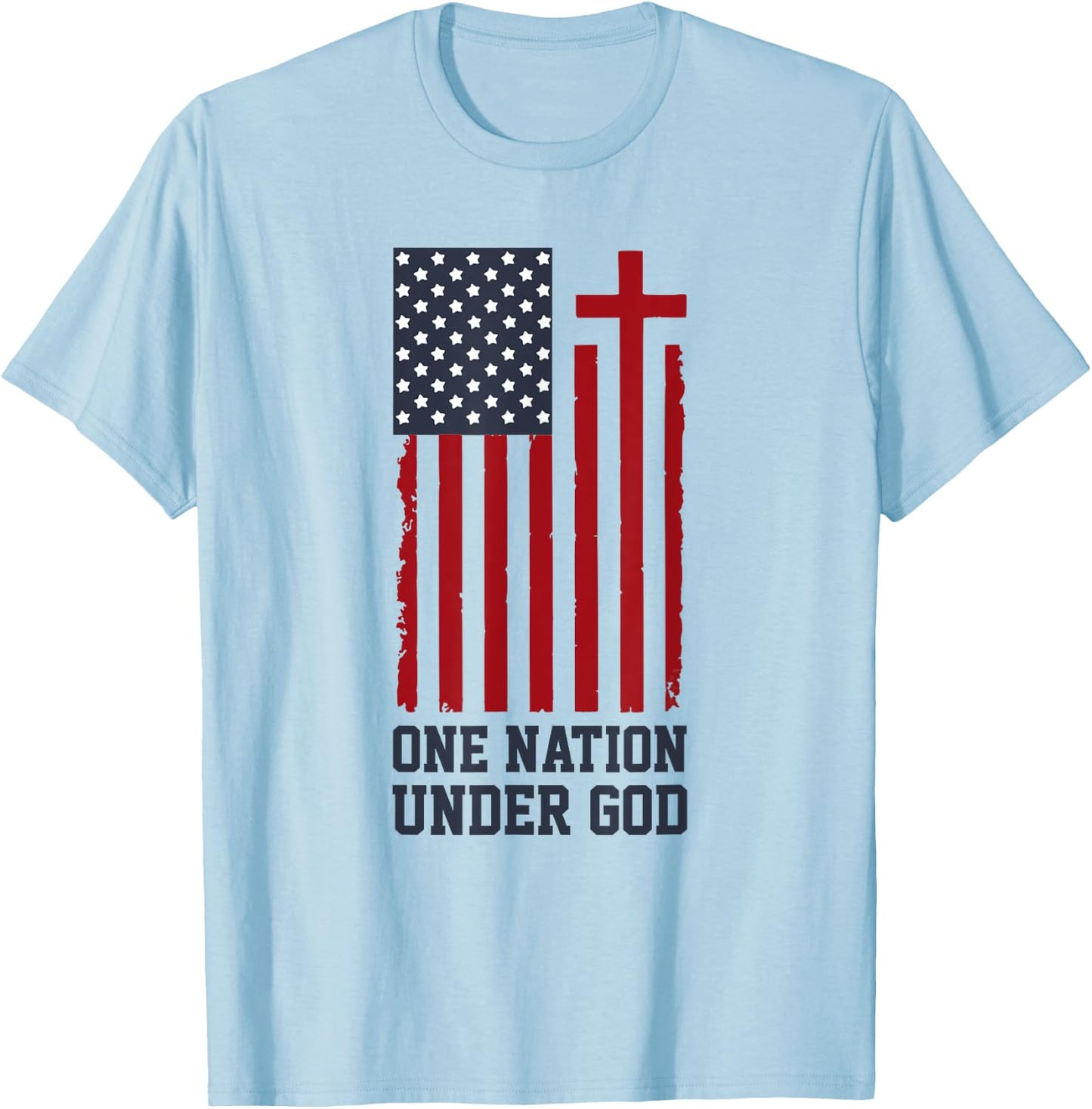 Patriotic Christian American Flag - One Nation Under God T-Shirt - T-Shirt | Light Blue