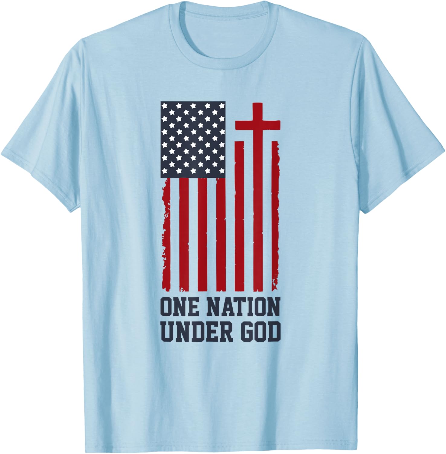 Patriotic Christian American Flag - One Nation Under God T-Shirt - T-Shirt | Light Blue