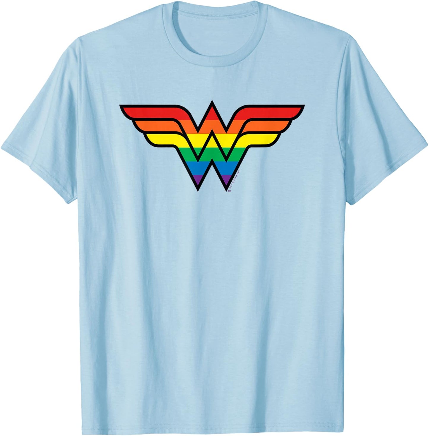 DC Comics Pride Wonder Woman Rainbow Logo T-Shirt - T-Shirt | Light Blue