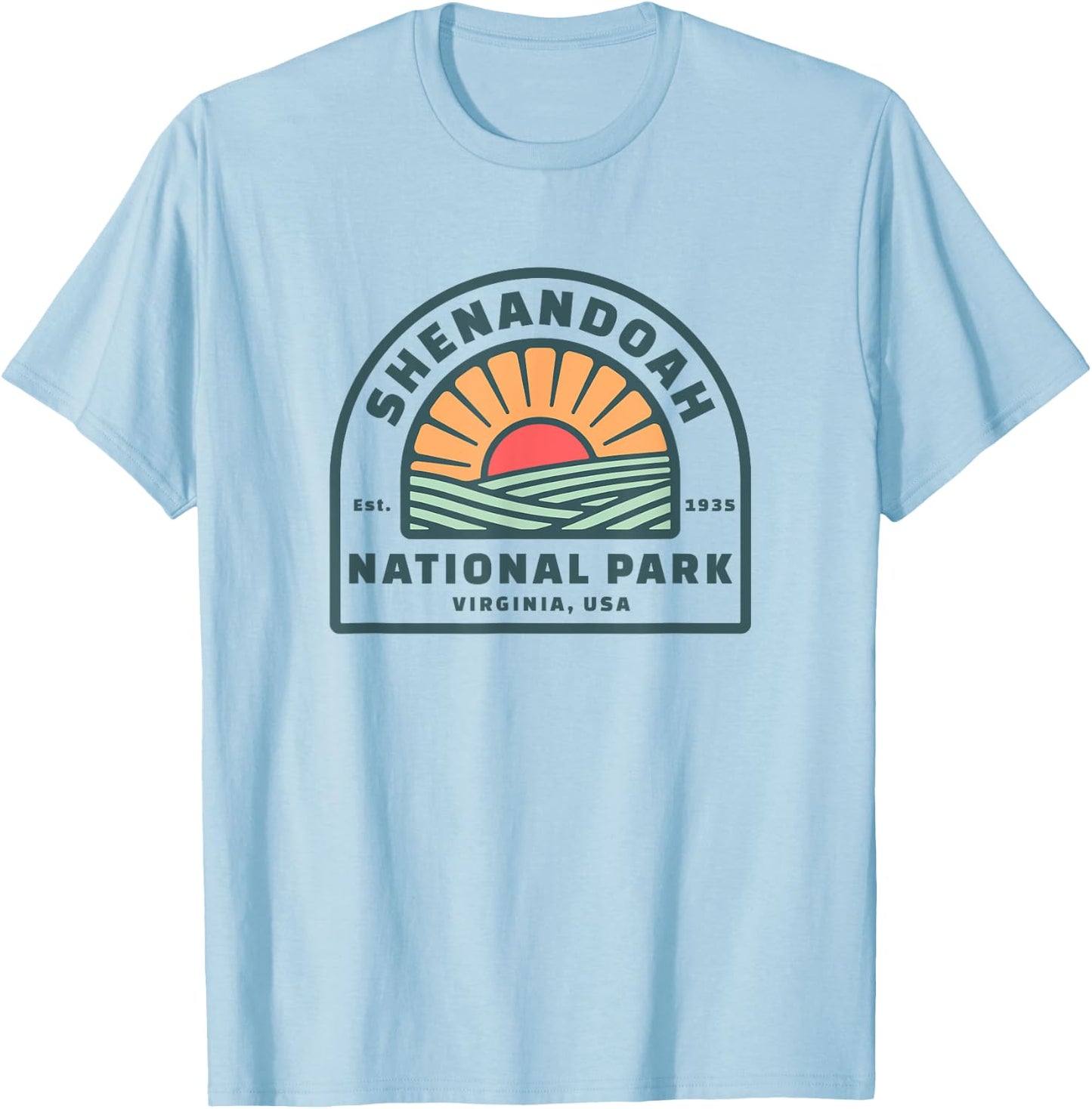 Family Vacation Gift - Retro Shenandoah National Park T-Shirt - T-Shirt | Light Blue