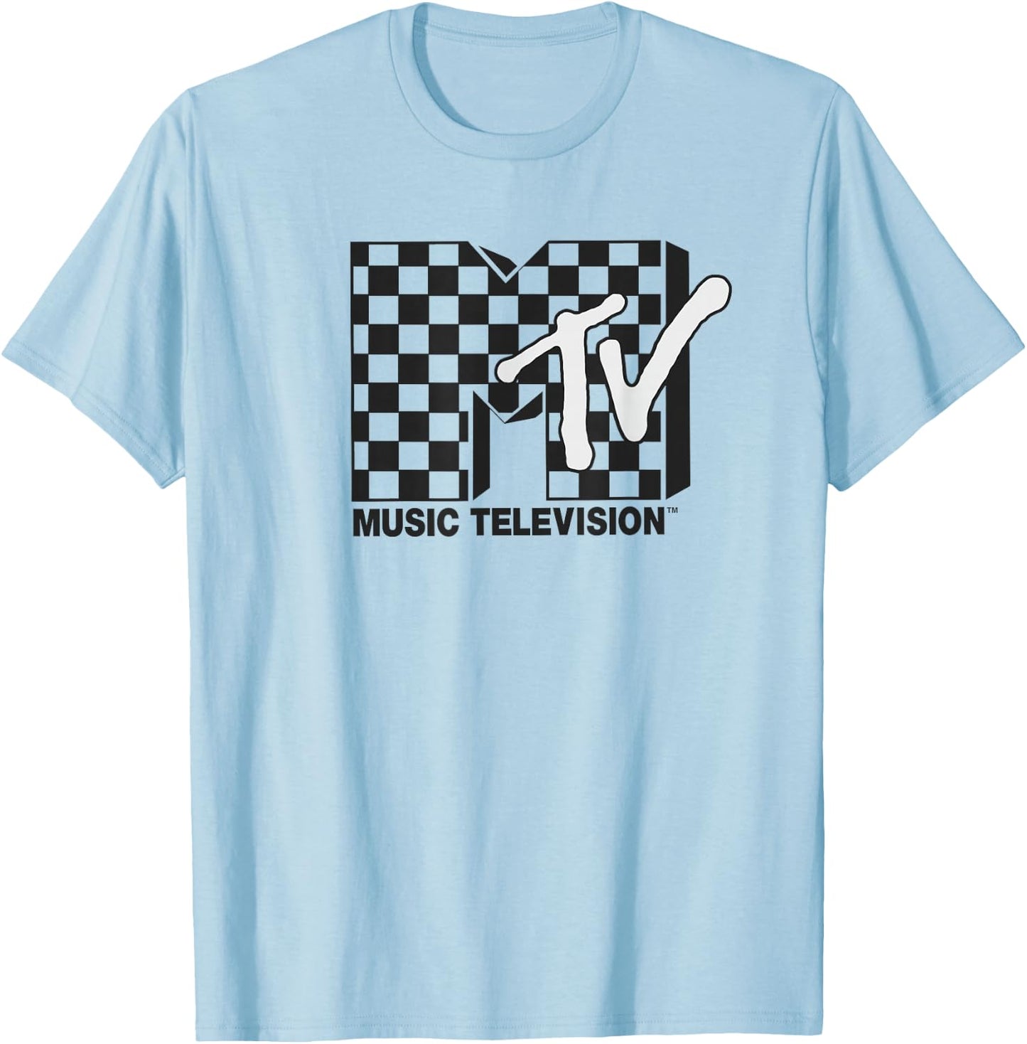 MTV Checkered Logo T-Shirt - T-Shirt | Light Blue
