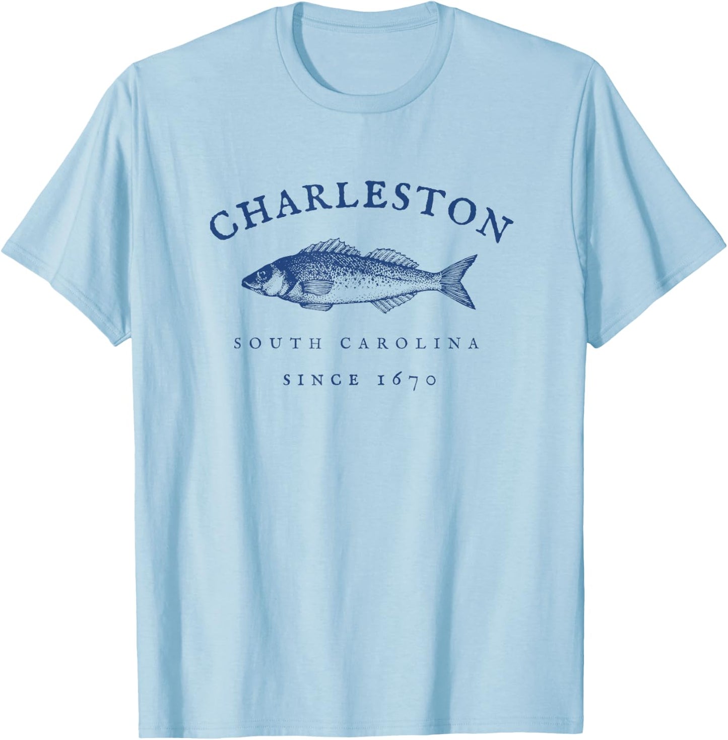 Retro Charleston South Carolina Fishing T-Shirt - T-Shirt | Light Blue