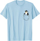 Penguin Lovers Cute Funny Penguin In Pocket , Small, Grey T-Shirt - T-Shirt | Light Blue