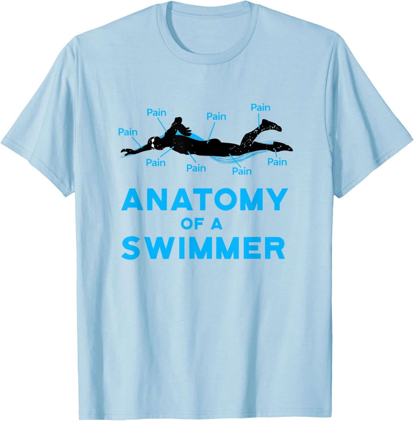 Swimming Fan Gifts: Anatomy Of A Swimmer T-Shirt - T-Shirt | Light Blue